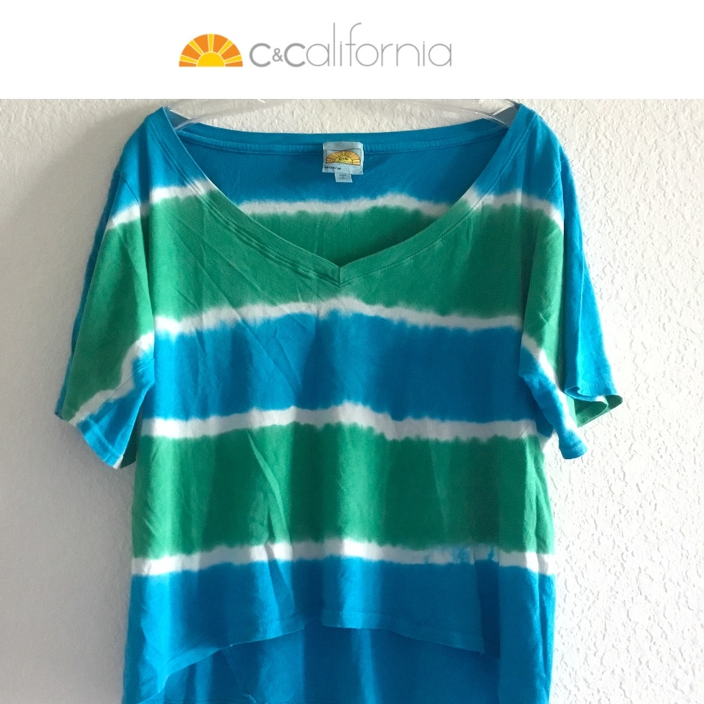 C&C CALIFORNIA Tie Dye V-Neck Tee - MEDIUM